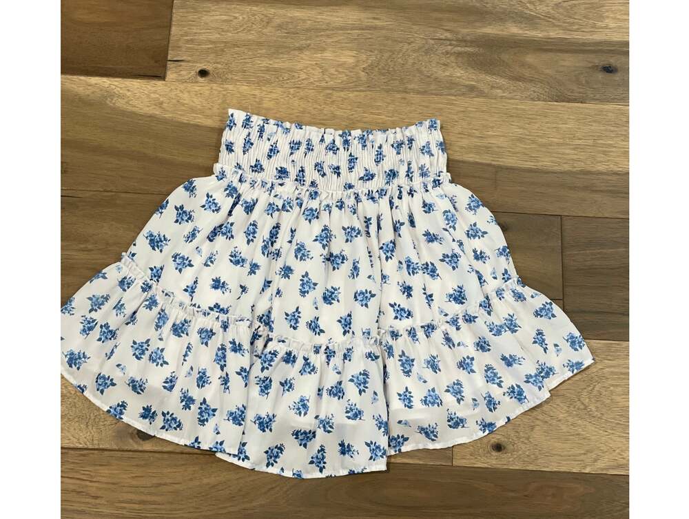 Altar’d State Skirt White Blue Floral Flowy Size L